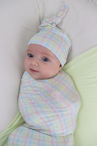 SPRING GINGHAM DREAM SWADDLE & BEANIE