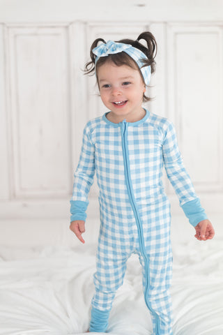 SKY BLUE GINGHAM DREAM ROMPER