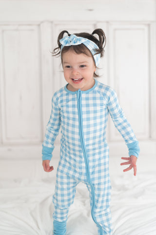 SKY BLUE GINGHAM DREAM ROMPER