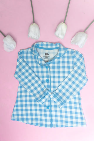 SKY BLUE GINGHAM GIRL'S DREAM GOWN