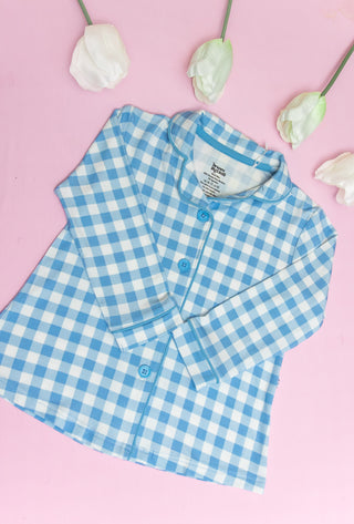 SKY BLUE GINGHAM GIRL'S DREAM GOWN