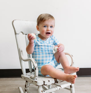 SKY BLUE GINGHAM DREAM SHORT SET