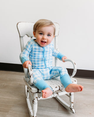 SKY BLUE GINGHAM DREAM ROMPER