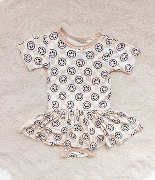 SANDY SMILES CHECKERS DREAM BODYSUIT DRESS