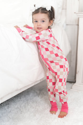 DREAMY PINK CHECKERS DREAM ROMPER