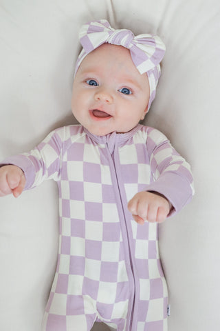 PERIWINKLE CHECKERS DREAM ROMPER