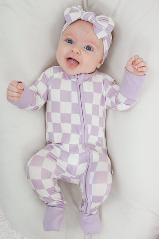 PERIWINKLE CHECKERS DREAM ROMPER