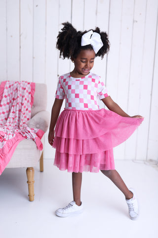 DREAMY PINK CHECKERS DREAM TUTU DRESS