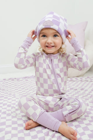 PERIWINKLE CHECKERS DREAM ROMPER