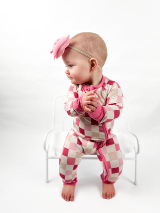 DREAMY PINK CHECKERS DREAM ROMPER