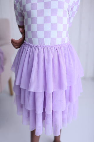 PERIWINKLE CHECKERS DREAM TUTU DRESS