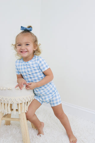 SKY BLUE GINGHAM DREAM SHORT SET