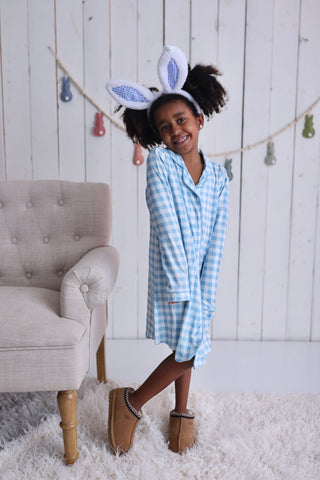 SKY BLUE GINGHAM GIRL'S DREAM GOWN