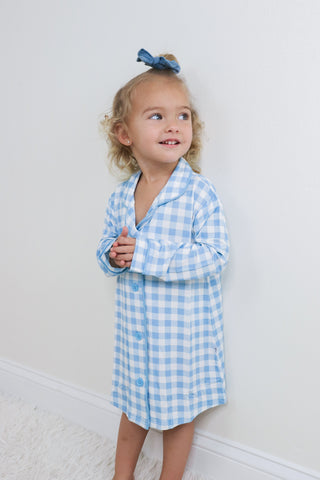 SKY BLUE GINGHAM GIRL'S DREAM GOWN