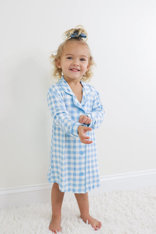 SKY BLUE GINGHAM GIRL'S DREAM GOWN