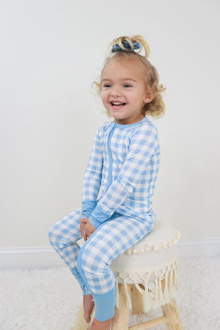 SKY BLUE GINGHAM DREAM ROMPER