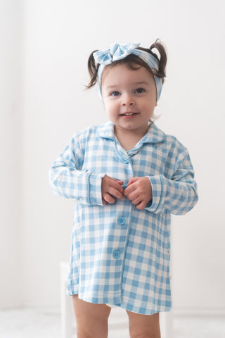 SKY BLUE GINGHAM GIRL'S DREAM GOWN