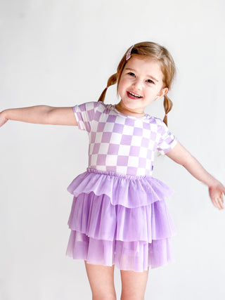 PERIWINKLE CHECKERS DREAM TUTU DRESS