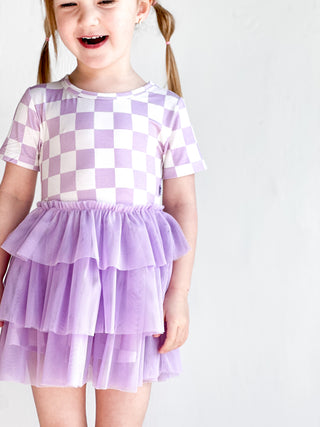 PERIWINKLE CHECKERS DREAM TUTU DRESS