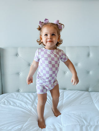 PERIWINKLE CHECKS DREAM SHORT SET