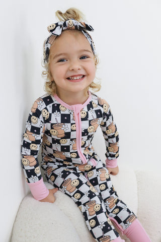 SMILEY CUP OF CHECKERS DREAM ROMPER