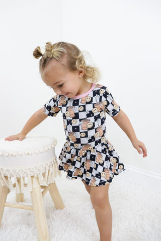 SMILEY CUP OF CHECKERS DREAM BODYSUIT DRESS