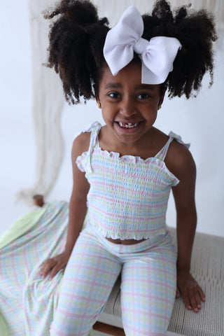 SPRING GINGHAM DREAM SMOCKED FLARE SET