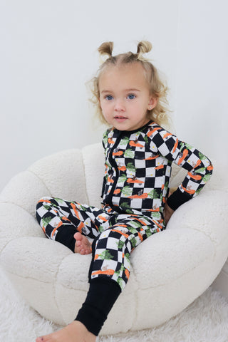 RACING CARROT CHECKERS DREAM ROMPER