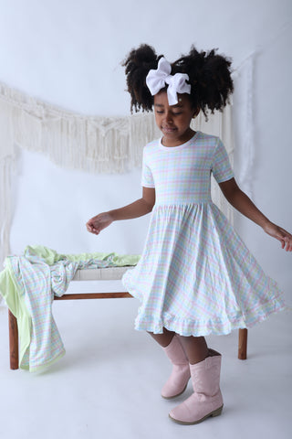 SPRING GINGHAM DREAM RUFFLE DRESS