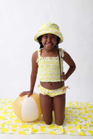 LEMON BLOSSOMS DREAM SMOCKED TANKINI TWO PIECE SWIM SUIT