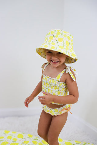 LEMON BLOSSOMS DREAM SMOCKED TANKINI TWO PIECE SWIM SUIT