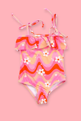 GROOVY FLORAL DREAM SPAGHETTI ONE PIECE SWIM SUIT