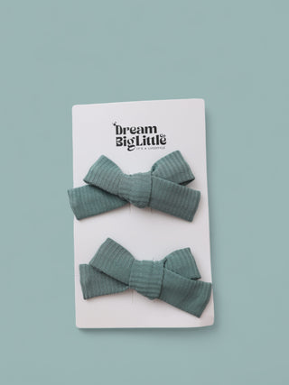 SAGE RIB DREAM BOW HAIR CLIPS