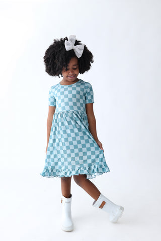 STORMY CHECKERS DREAM RUFFLE DRESS