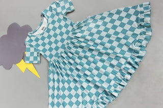 STORMY CHECKERS DREAM RUFFLE DRESS