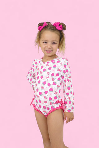 EXCLUSIVE BERRY BROOKLYN DREAM RASH GUARD RUFFLE SWIM SUIT