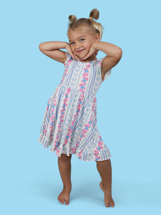 PETITE POSIE CAP SLEEVE DREAM RUFFLE DRESS