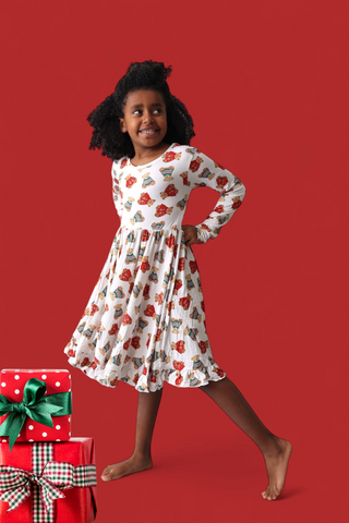 BEAR-Y COZY CHRISTMAS DREAM RUFFLE DRESS