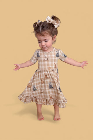 TEDDY CHECK DREAM RUFFLE DRESS