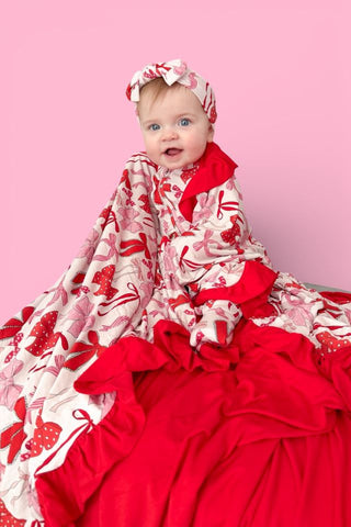 BE MINE BOWS DREAM RUFFLE BLANKET