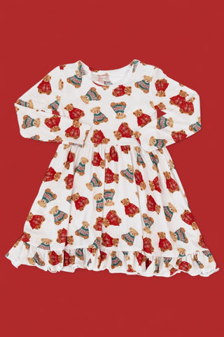 BEAR-Y COZY CHRISTMAS DREAM RUFFLE DRESS