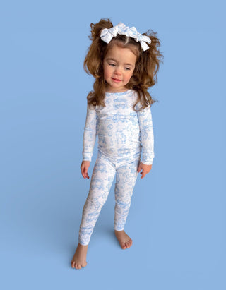 BLUEBELL EASTER TOILE DREAM BOW HAIR CLIPS