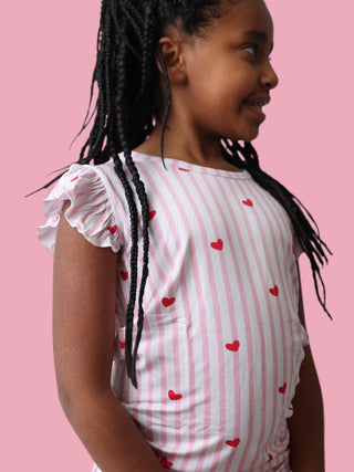 SWEETHEART STRIPES DREAM RUFFLE SHORT SET