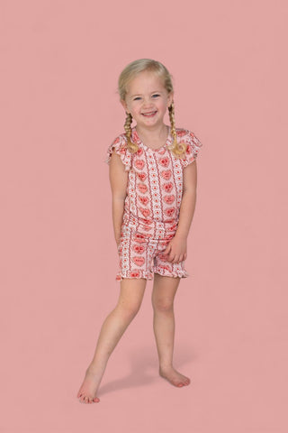 CANDY HEARTS DREAM RUFFLE SHORT SET