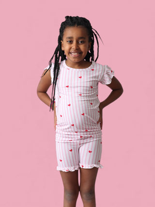 SWEETHEART STRIPES DREAM RUFFLE SHORT SET