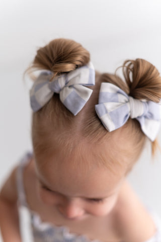 CLOUDY CHECKERS DREAM BOW HAIR CLIPS