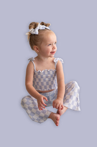 CLOUDY CHECKERS DREAM SMOCKED FLARE SET