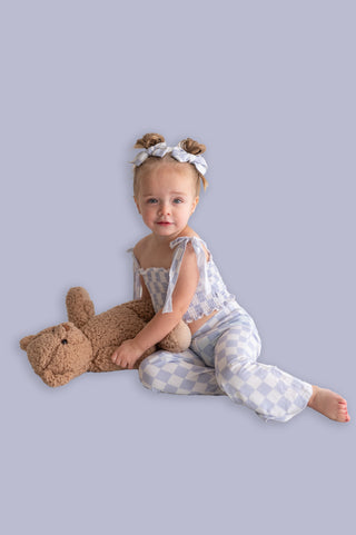 CLOUDY CHECKERS DREAM SMOCKED FLARE SET