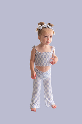 CLOUDY CHECKERS DREAM SMOCKED FLARE SET