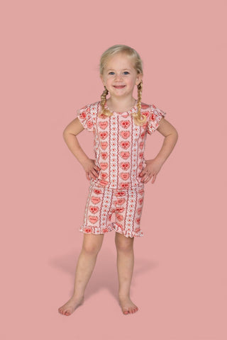 CANDY HEARTS DREAM RUFFLE SHORT SET